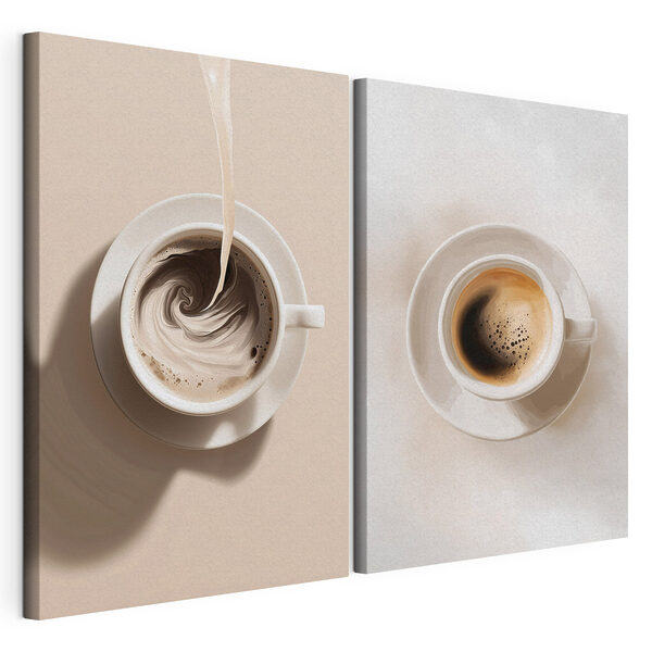Koffie die in een kopje ronddraait Modulaire canvasprint Koffie die in een kopje ronddraait