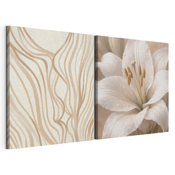 Modulaire canvasprint Levendige patronen en verfijnde bloemen gaan hand in hand