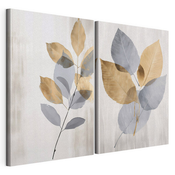 Modulaire canvasprint Elegante bladeren met een artistieke uitstraling