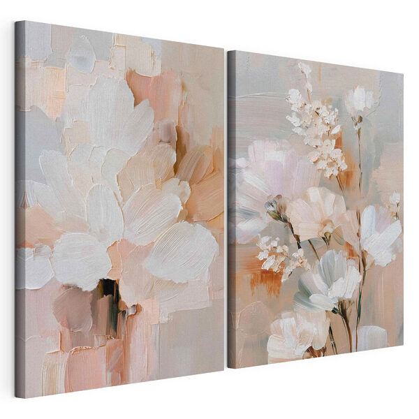 Modulaire canvasprint Zachte bloesems in zachte tinten