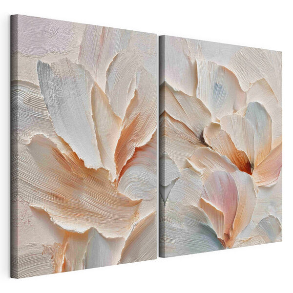 Modulaire canvasprint Zachte bloemblaadjes in zachte tinten