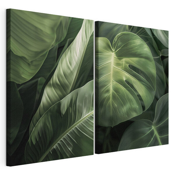 De weelderige groene harmonie van de natuur in beeld Modulaire canvasprint De weelderige groene harmonie van de natuur in beeld