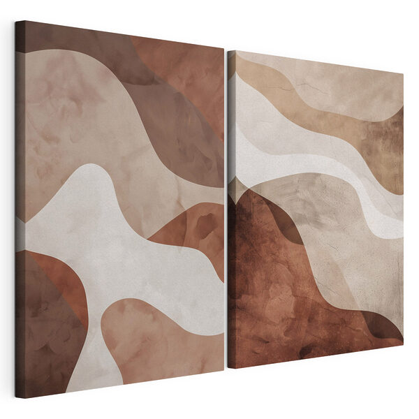 Zachte, vloeiende vormen in warme tinten Modulaire canvasprint Zachte, vloeiende vormen in warme tinten