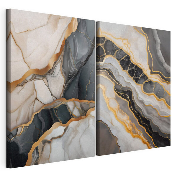 Elegante, vloeiende patronen en kleuren versmelten met elkaar Modulaire canvasprint Elegante, vloeiende patronen en kleuren versmelten met elkaar
