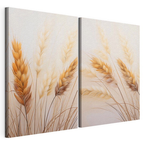 Modulaire canvasprint Elegante grassen in warme tinten