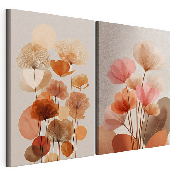 - Zachte tinten van bloeiende planten Modulaire canvasprint - Zachte tinten van bloeiende planten