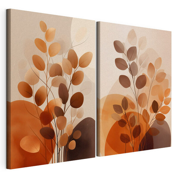 Artistiek botanisch ontwerp in warme tinten Modulaire canvasprint Artistiek botanisch ontwerp in warme tinten