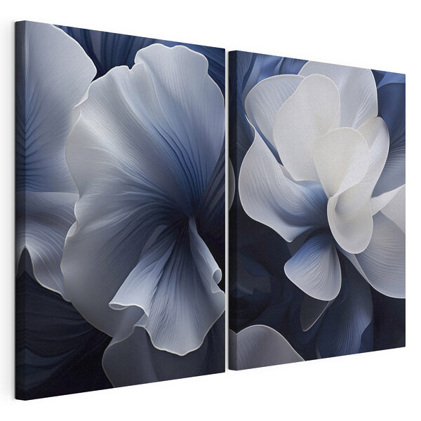 Modulaire canvasprint - Elegante bloemenabstracties in blauwe tinten