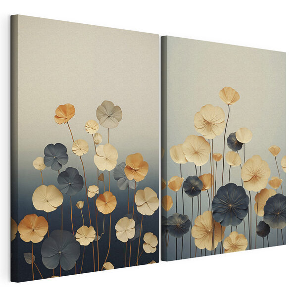 Elegante bloemen in zachte tinten Modulaire canvasprint Elegante bloemen in zachte tinten