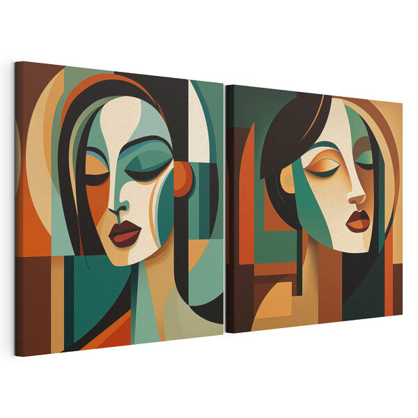 Modulaire canvasprint Twee afbeeldingen van het gezicht van een vrouw