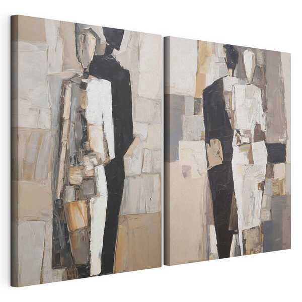 Schilderij van mensen in verschillende houdingen Modulaire canvasprint Schilderij van mensen in verschillende houdingen
