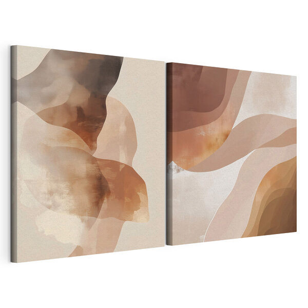 Zachte tinten versmelten in vloeiende patronen Modulaire canvasprint Zachte tinten versmelten in vloeiende patronen