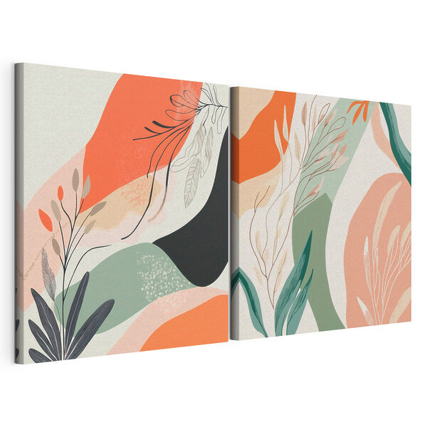 Modulaire canvasprint Twee afbeeldingen van planten