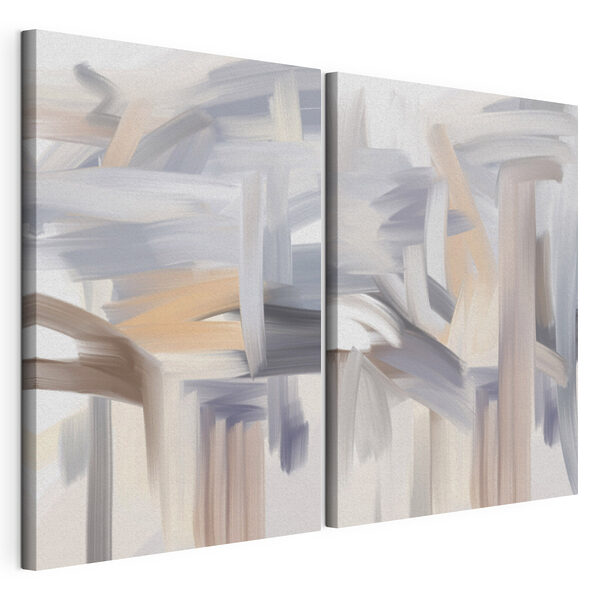Zachte tinten versmelten in een abstracte harmonie Modulaire canvasprint Zachte tinten versmelten in een abstracte harmonie