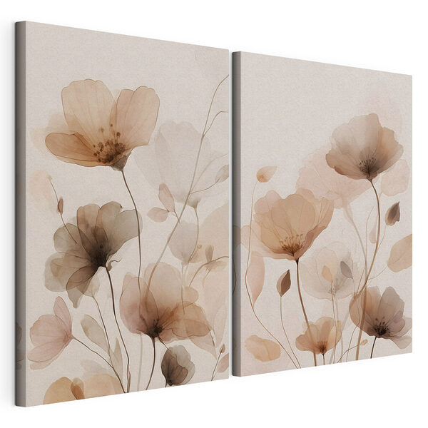 Verfijnde bloemen in zachte tinten Modulaire canvasprint Verfijnde bloemen in zachte tinten