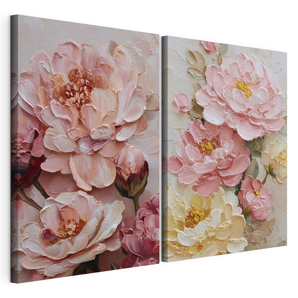 Verfijnde bloemen in zachte pasteltinten Modulaire canvasprint Verfijnde bloemen in zachte pasteltinten