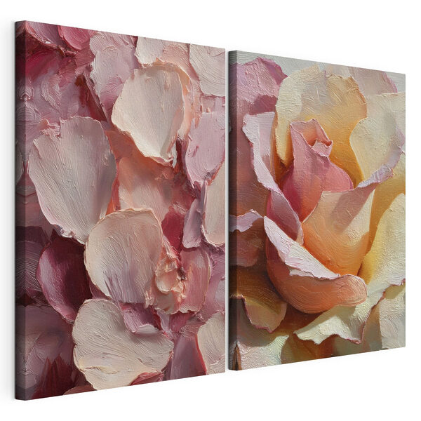 Fijne bloemblaadjes in zachte tinten Modulaire canvasprint Fijne bloemblaadjes in zachte tinten