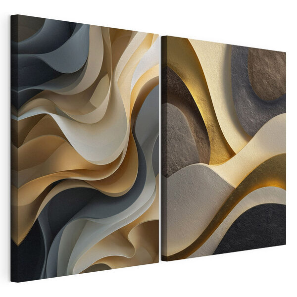 Vloeiende vormen in zachte kleuren Modulaire canvasprint Vloeiende vormen in zachte kleuren