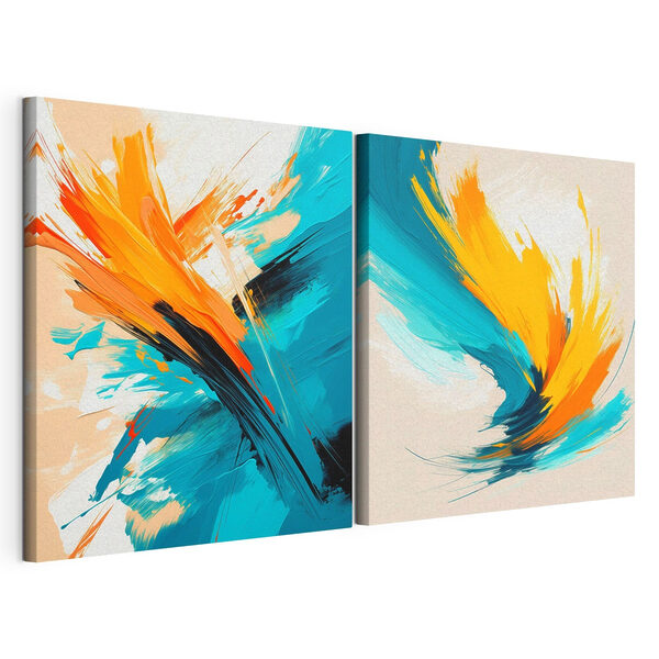 Twee schilderijen Modulaire canvasprint Twee schilderijen