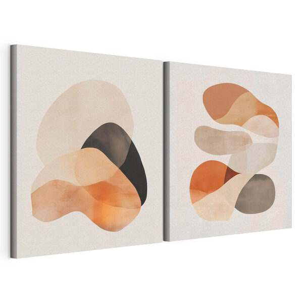 Ronde vormen in warme tinten Modulaire canvasprint Ronde vormen in warme tinten