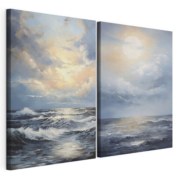 Schilderij van de zee en de zon Modulaire canvasprint Schilderij van de zee en de zon