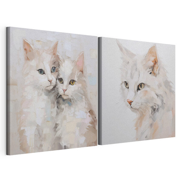 Modulaire canvasprint Twee schilderijen van katten