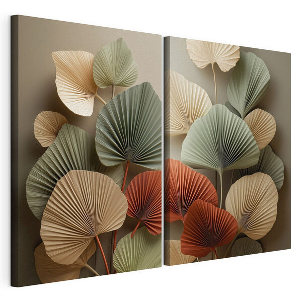 Fijne blaadjes in zachte tinten Modulaire canvasprint Fijne blaadjes in zachte tinten