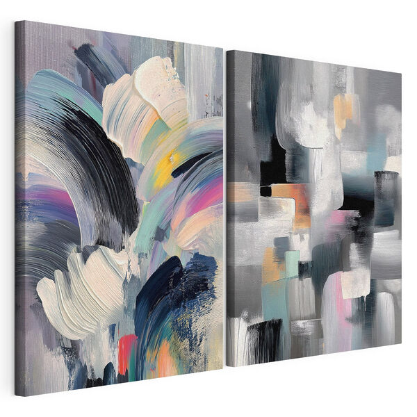 Abstracte penseelstreken in levendige kleuren Modulaire canvasprint Abstracte penseelstreken in levendige kleuren