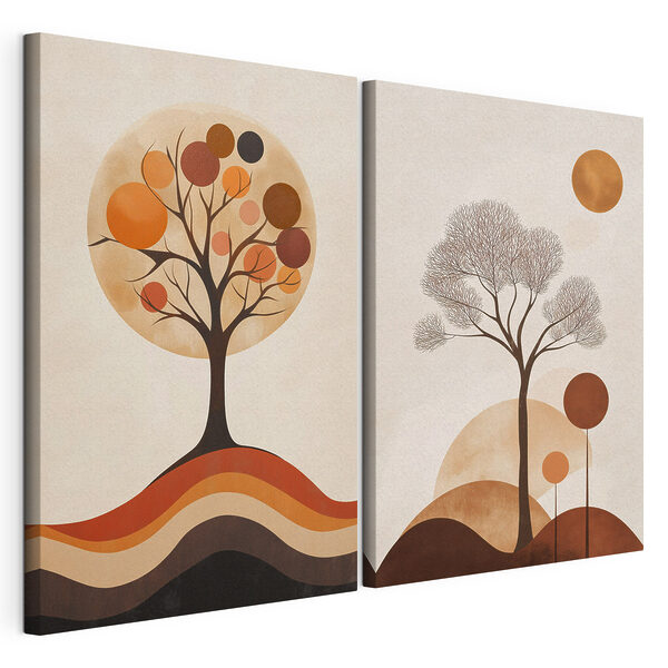 Twee afbeeldingen van bomen Modulaire canvasprint Twee afbeeldingen van bomen
