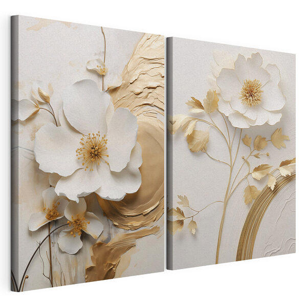Verfijnde bloemen met elegante details Modulaire canvasprint Verfijnde bloemen met elegante details