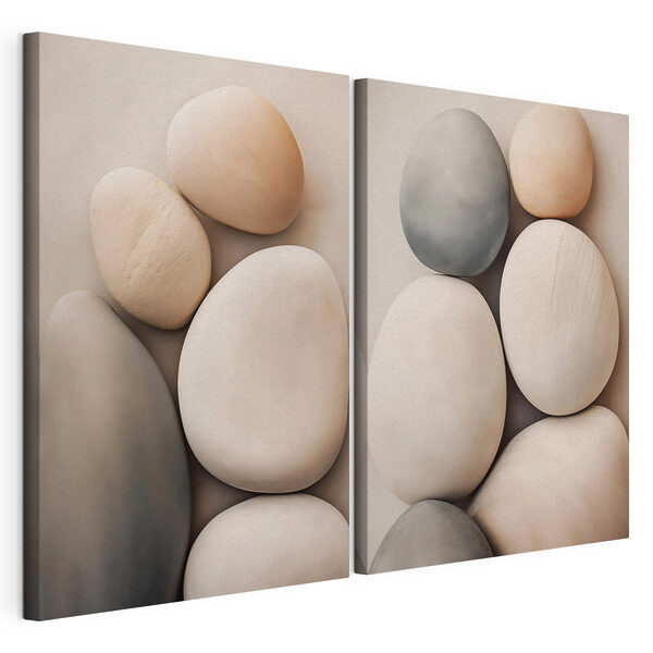 Een groep witte en grijze eieren Modulaire canvasprint Een groep witte en grijze eieren