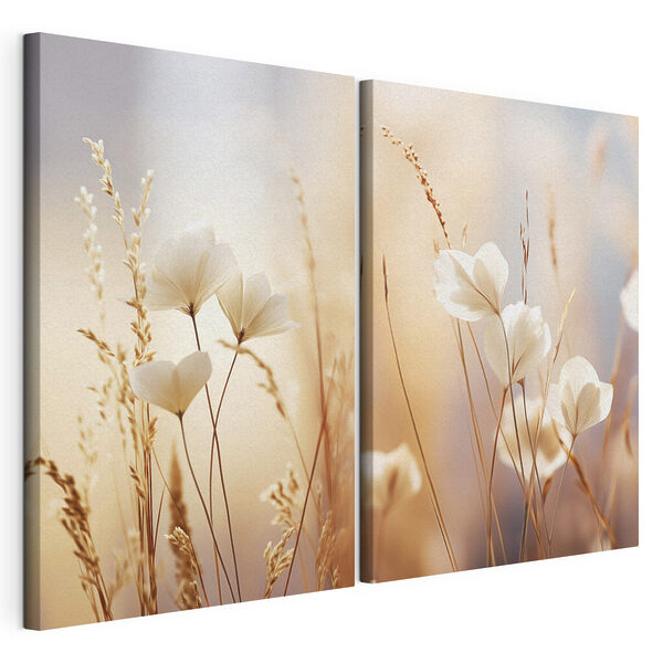 Modulaire canvasprint Delicate bloemen in zacht zonlicht