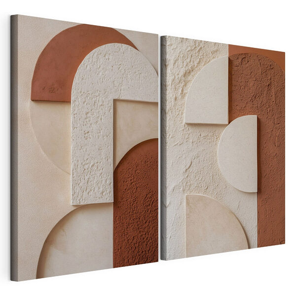 Abstracte vormen in harmonieuze tinten Modulaire canvasprint Abstracte vormen in harmonieuze tinten
