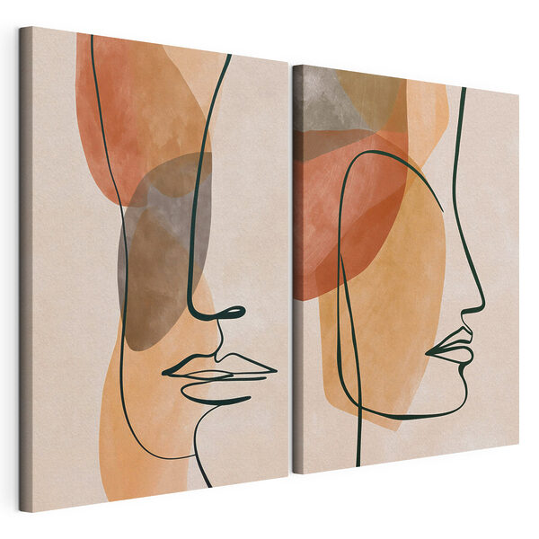 Abstracte gezichten in zachte kleuren Modulaire canvasprint Abstracte gezichten in zachte kleuren
