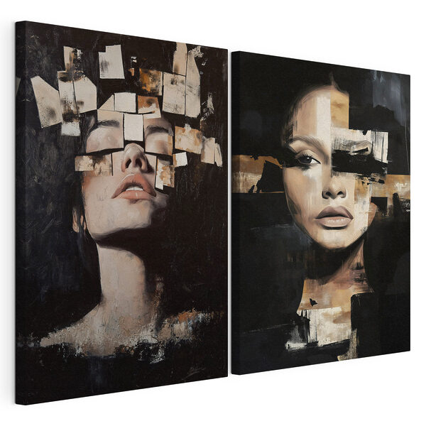 Modulaire canvasprint Collage van het gezicht van een vrouw