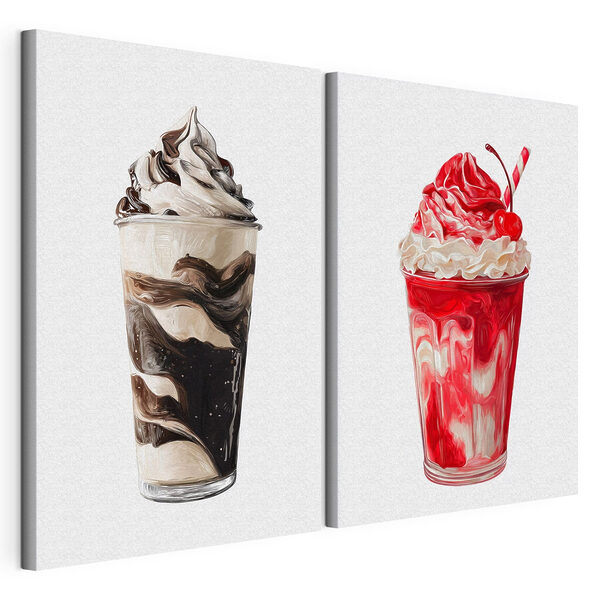Een paar ijscoupes Modulaire canvasprint Een paar ijscoupes