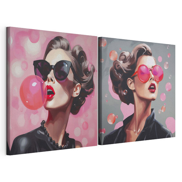 Modulaire canvasprint Collage van een vrouw met een zonnebril op