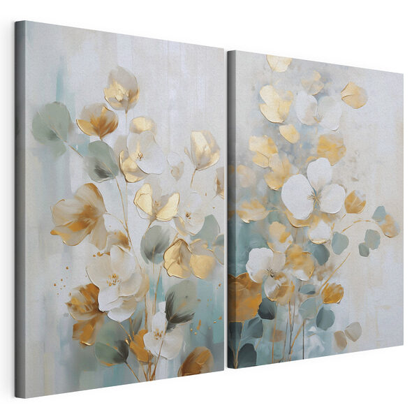 Elegante bloemmotieven in zachte tinten Modulaire canvasprint Elegante bloemmotieven in zachte tinten