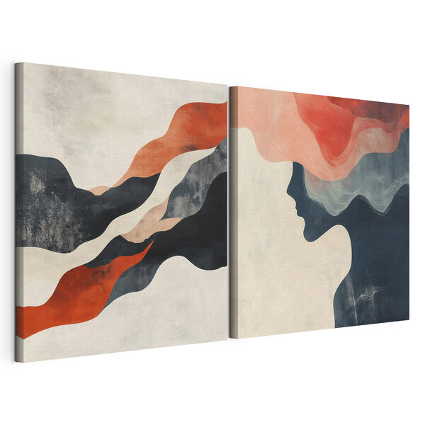 Modulaire canvasprint Twee afbeeldingen van het gezicht van een vrouw