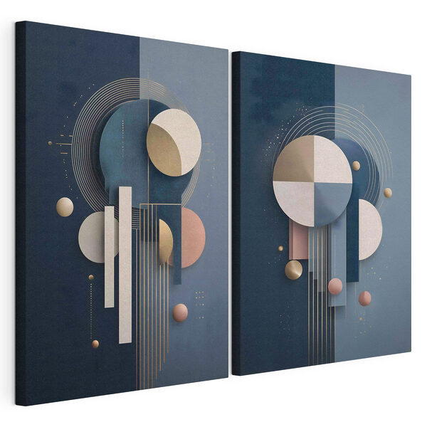 Collage van kunst met cirkels en lijnen Modulaire canvasprint Collage van kunst met cirkels en lijnen