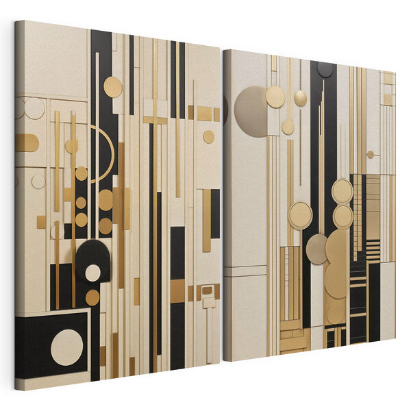 Collage van kunstwerken met verschillende vormen en kleuren Modulaire canvasprint Collage van kunstwerken met verschillende vormen en kleuren