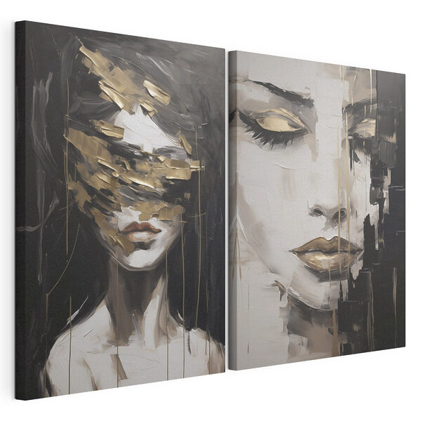Mysterieuze gezichten in de abstracte kunst Modulaire canvasprint Mysterieuze gezichten in de abstracte kunst