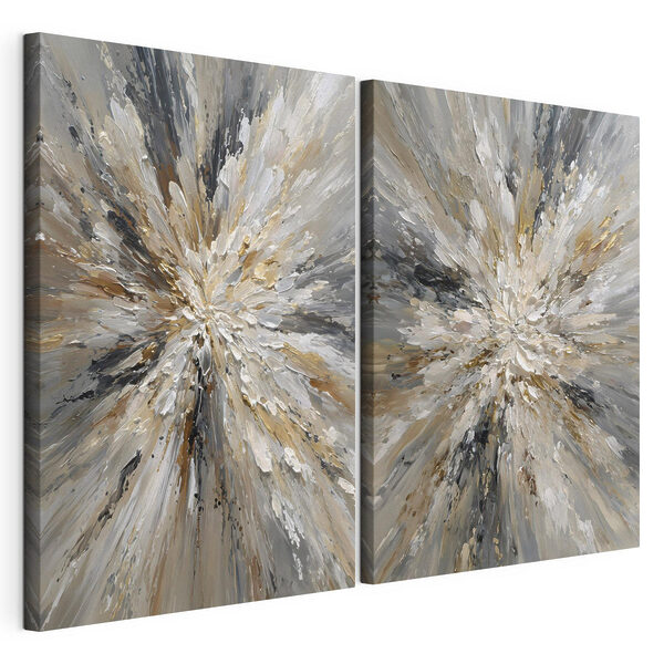 Een dynamische uitbarsting van abstracte kleuren Modulaire canvasprint Een dynamische uitbarsting van abstracte kleuren