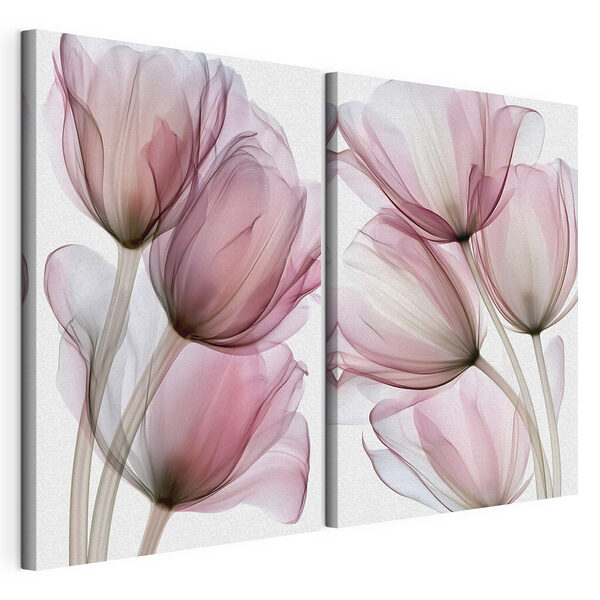 Zachte bloemen in subtiele tinten Modulaire canvasprint Zachte bloemen in subtiele tinten