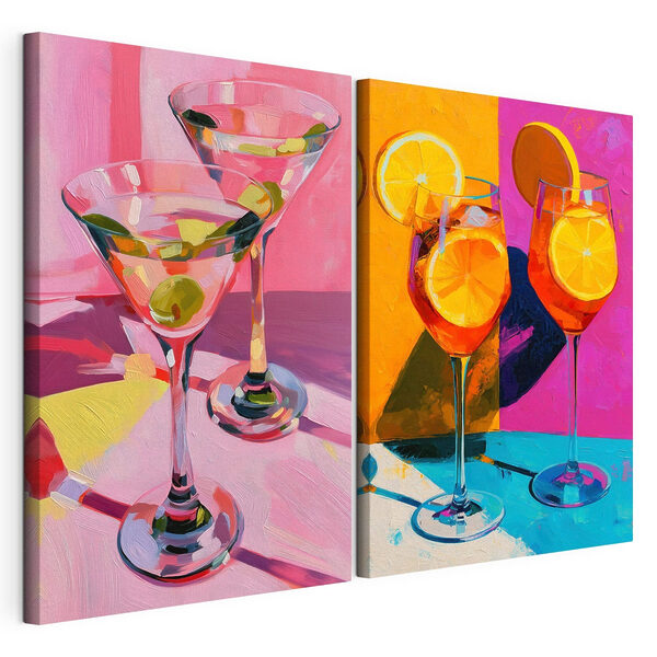 Modulaire canvasprint Schilderij van een paar martiniglazen