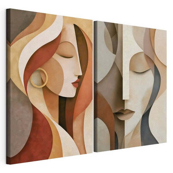 Elegante gezichten in een abstract ontwerp Modulaire canvasprint Elegante gezichten in een abstract ontwerp