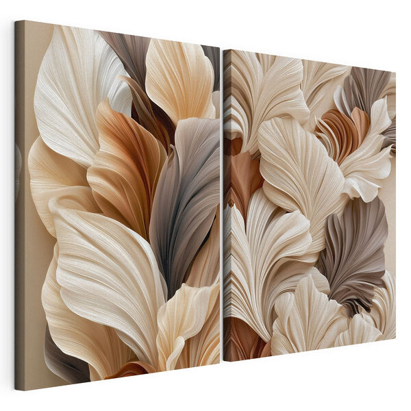 - Elegante lagen van golvende bladeren Modulaire canvasprint - Elegante lagen van golvende bladeren