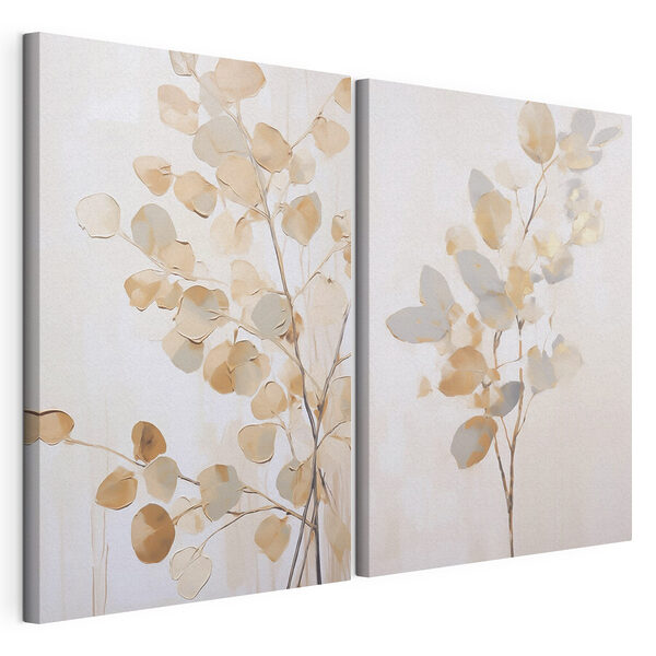 Schilderij van een boom met bladeren Modulaire canvasprint Schilderij van een boom met bladeren