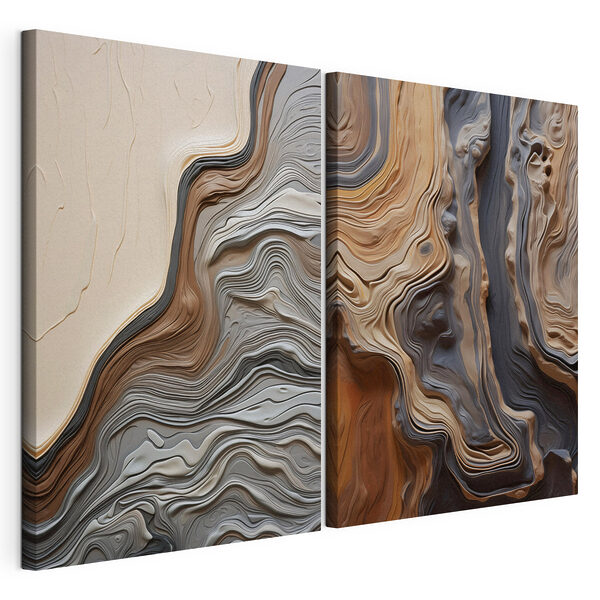 Vloeiende lagen in natuurlijke tinten Modulaire canvasprint Vloeiende lagen in natuurlijke tinten
