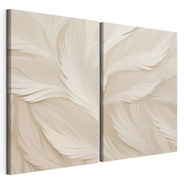 Wit verenpatroon op een witte achtergrond Modulaire canvasprint Wit verenpatroon op een witte achtergrond
